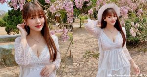 超甜美「赏樱正妹」莫葵Vika，「低蕾丝白洋装」清纯优雅还性感！-绅士社