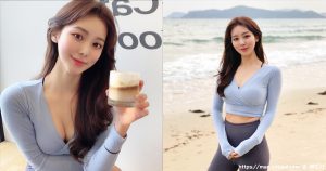 热爱到海边游玩的「温柔小姐姐」，散步时的「性感深沟」好迷人！-绅士社