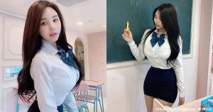 这学生受得了？南韩「童颜大波」正妹女老师，超紧身衬衫钮扣快撑爆啦！-绅士社