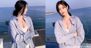 辣辣der！美正妹赏景「画面好低胸」，性感视角根本「海景第一排」！-绅士社