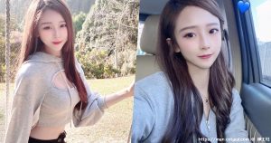 荡秋千的甜心正妹「颜值太高了」，挖空的毛衣展现「性感深沟」！-绅士社